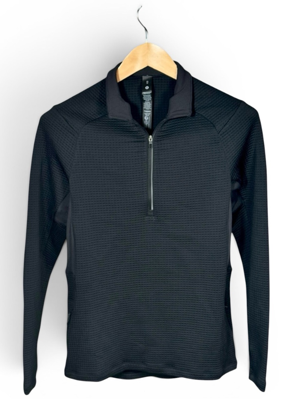 Lululemon Waffle-Knit Half-Zip Pullover Technical Black Size XS